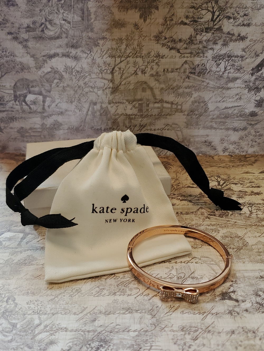 kate spade Rose Gold Bow Pavé Bangle Bracelet